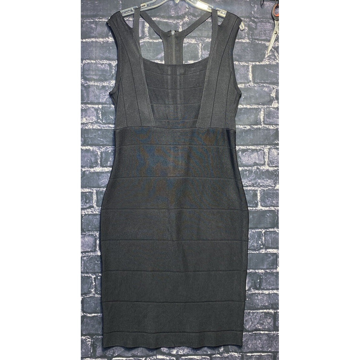 Metaphor Bandage Dress Women Large Black Bodycon Mini Strappy Cocktail
