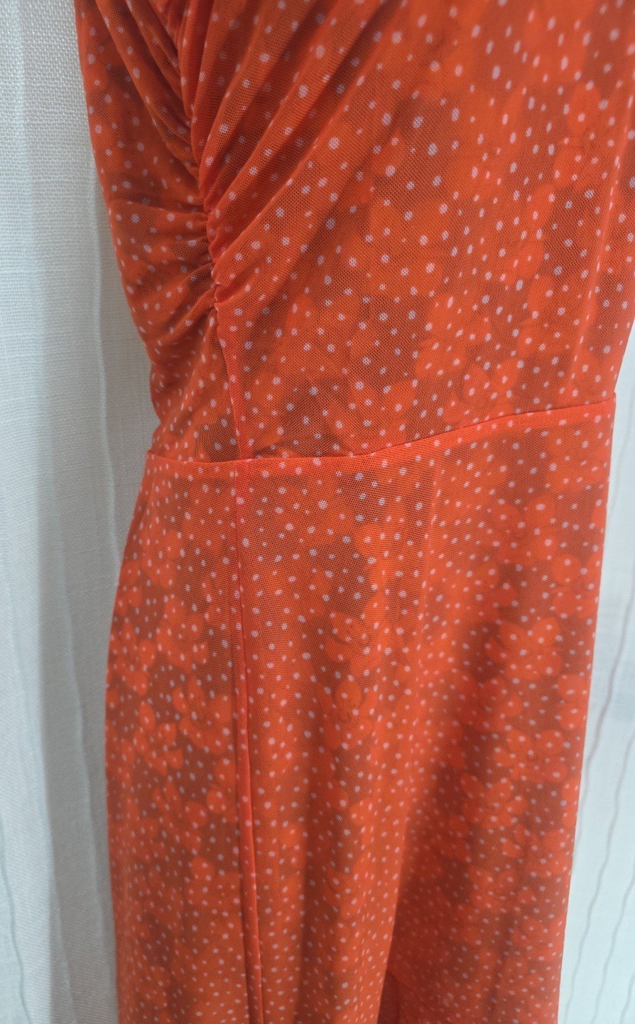 CAbi Reversible Midi Flip Dress Floral & Dots Wide Strap Cinched Accents👗#6370