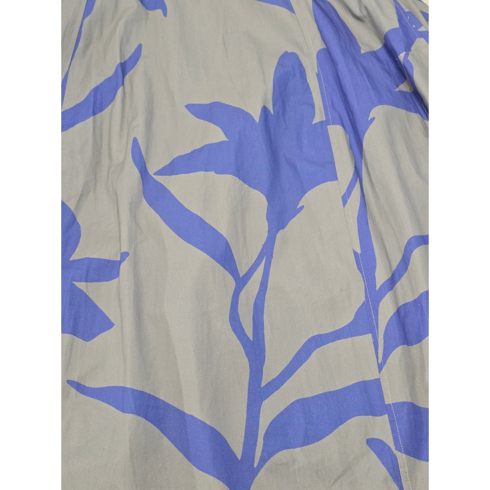 Gershon Bram Grey Blue Abstract Leaf Print Cotton Lagenlook Shift Dress Size M