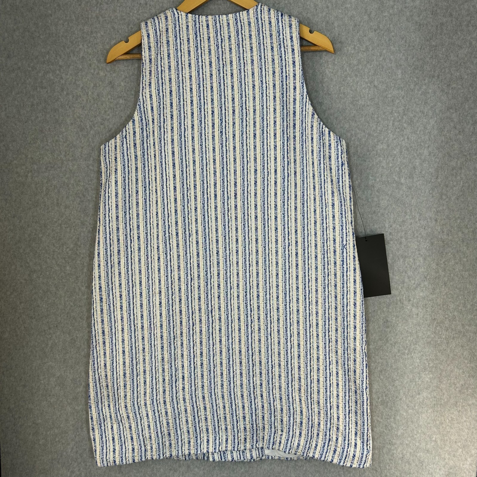 Pomander Place Tuckernuck Bianca Mini Dress Blue Tweed Sleeveless Size Large NWT