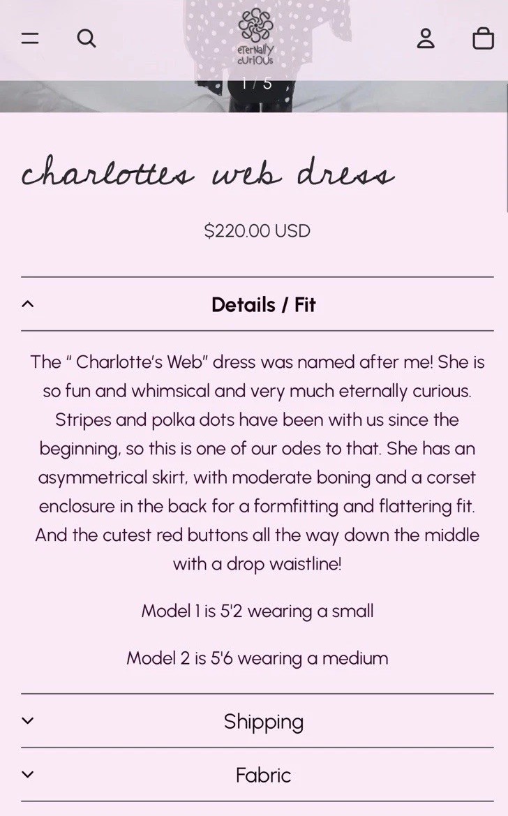 Eternally Curious Charlottes Web Polka Dot Corset Dress Women’s Size Medium M
