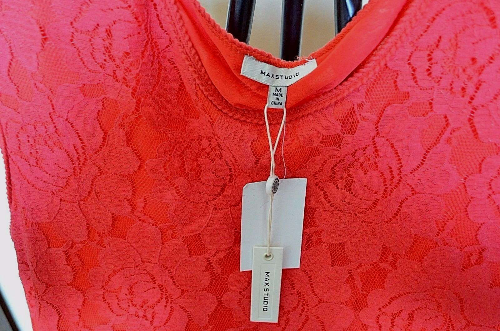 MAX STUDIO Orange Persimmon Floral Lace Shift Dress Sz.M NWT $138