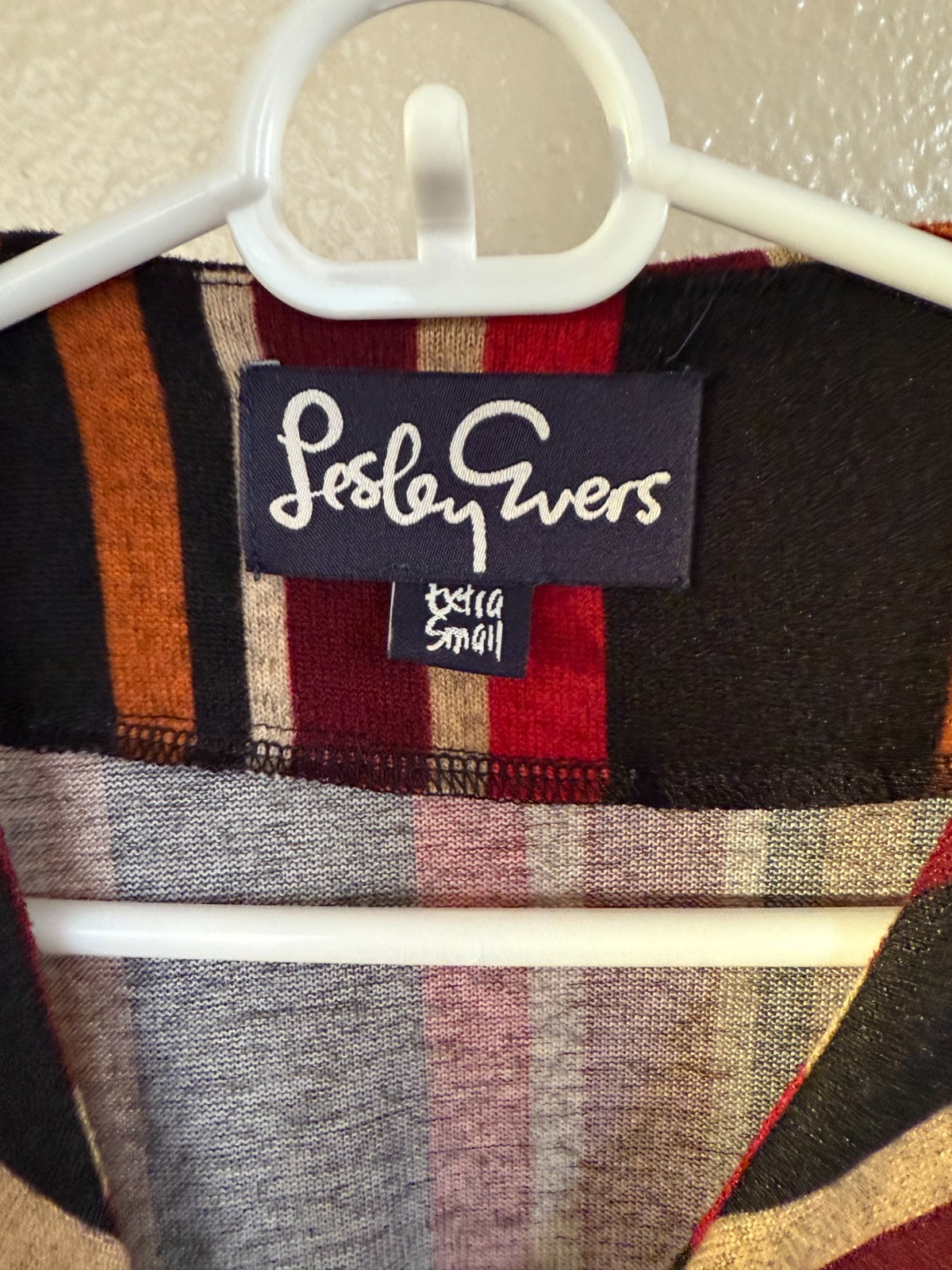 Lesley Evers Dress Womens Multicolor Striped Jersey Wrap Belted Knee Length XS