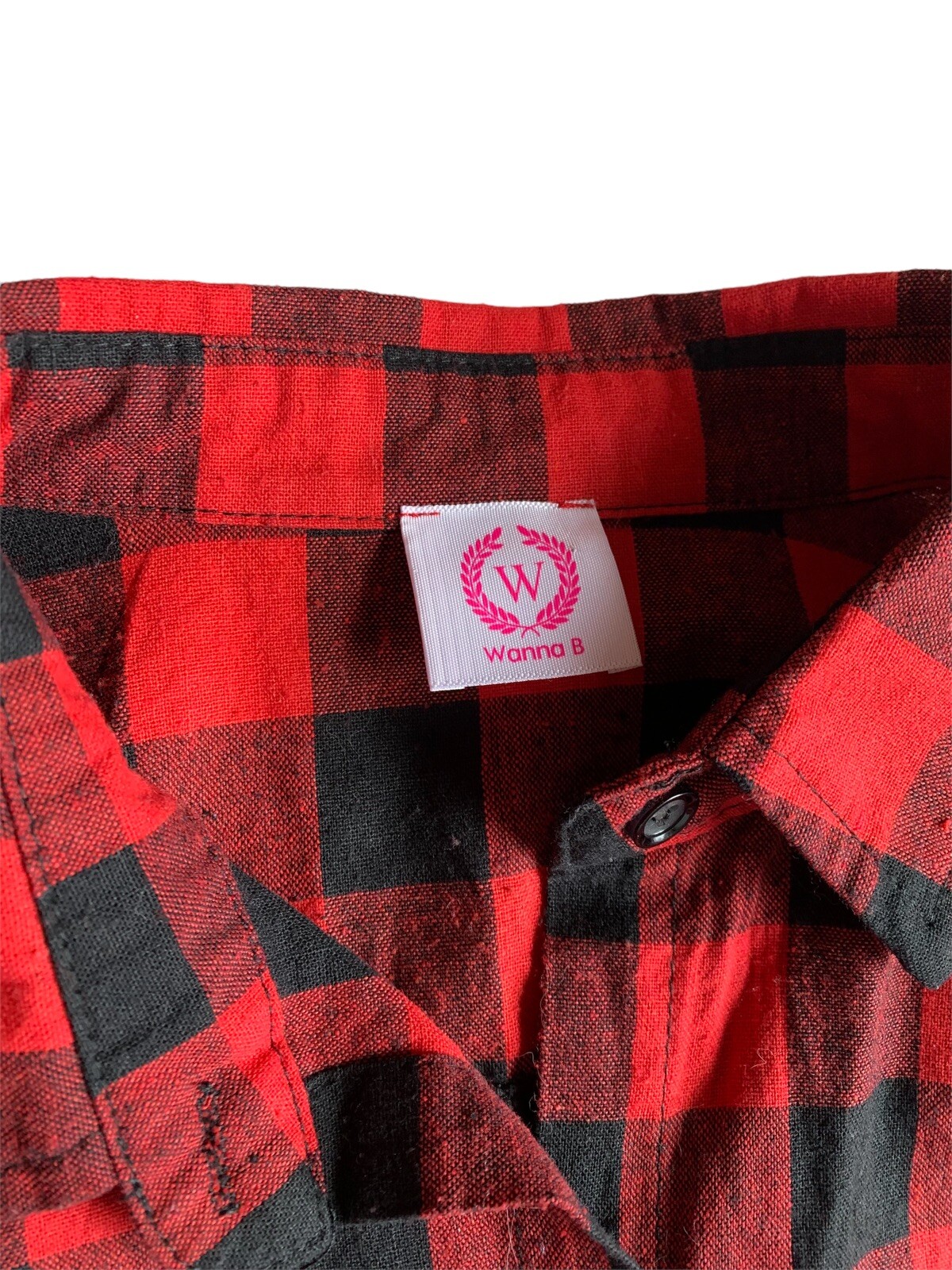 Wanna B Red Buffalo Plaid Button Up Dress with sash Size Small