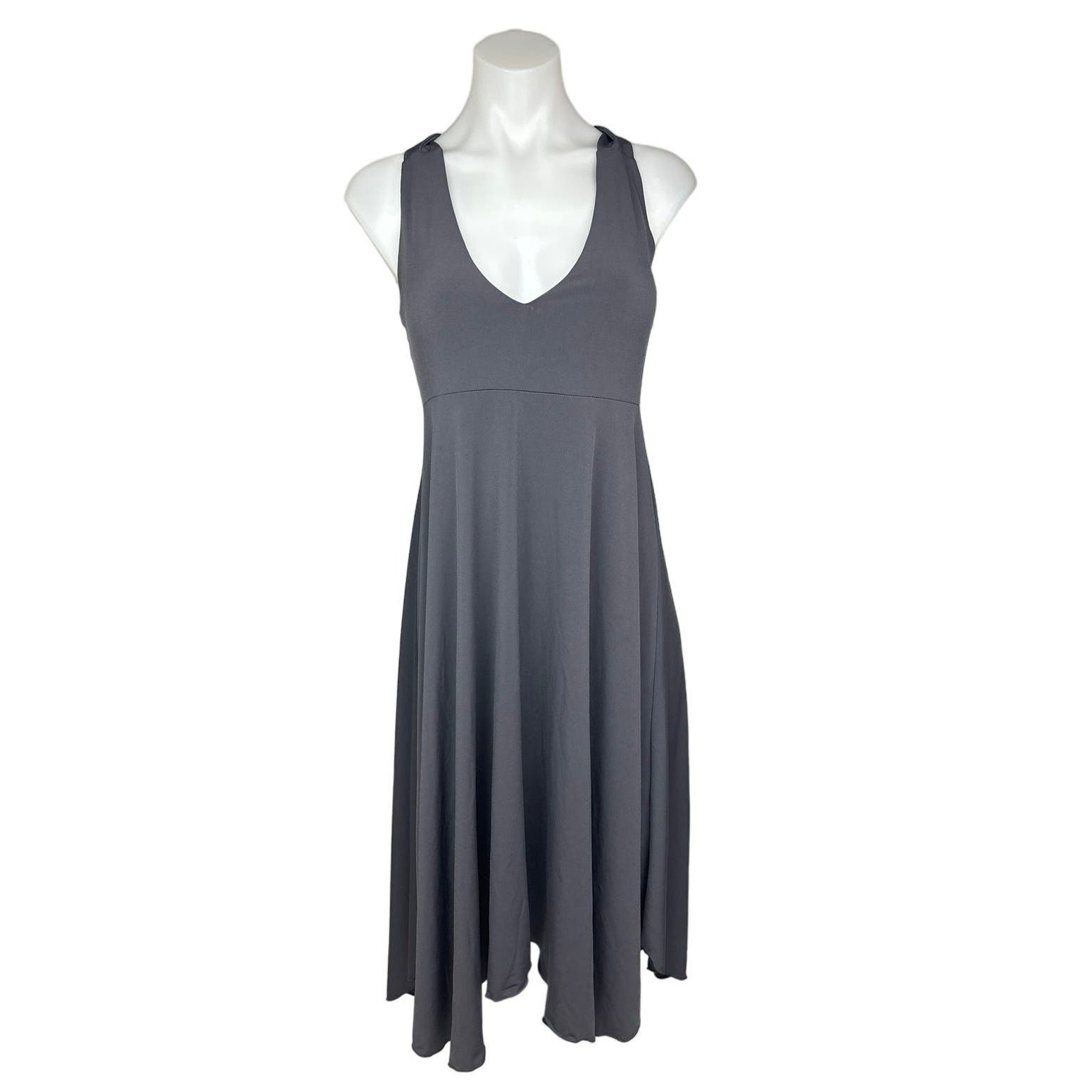 Moda International Gray Sleeveless Scoop Neck Crossback Fit & Flare Dress Size M