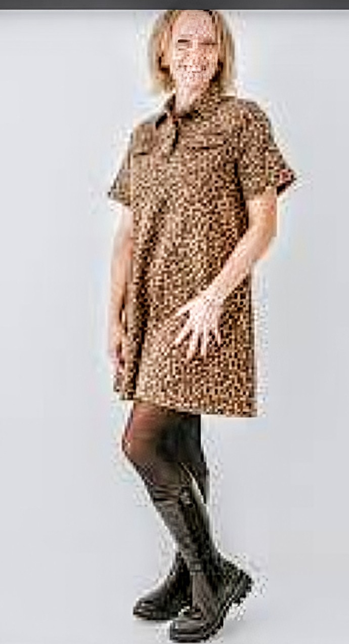 Scotch and Soda Denim Mini Dress Small Petite Cheetah Print, Generous Cut