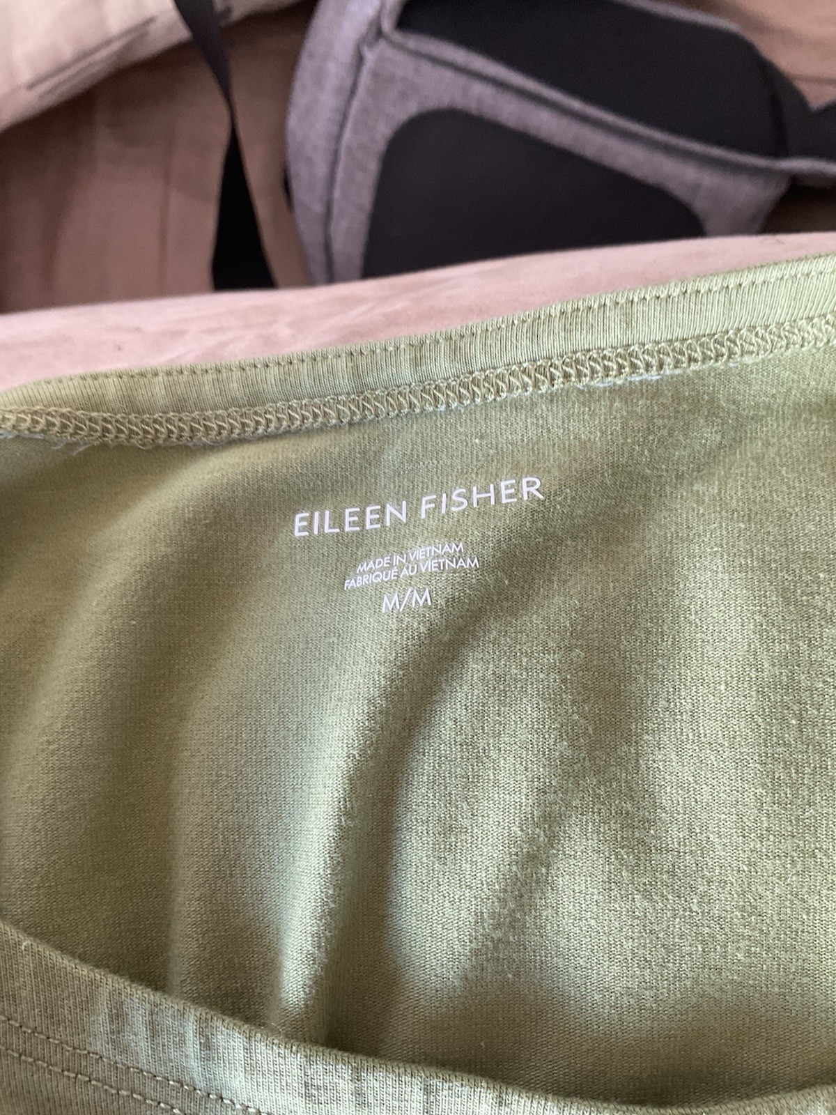 🍏Eileen Fisher Organic Cotton Sage Green Sleeveless Knit Midi Dress Size Med