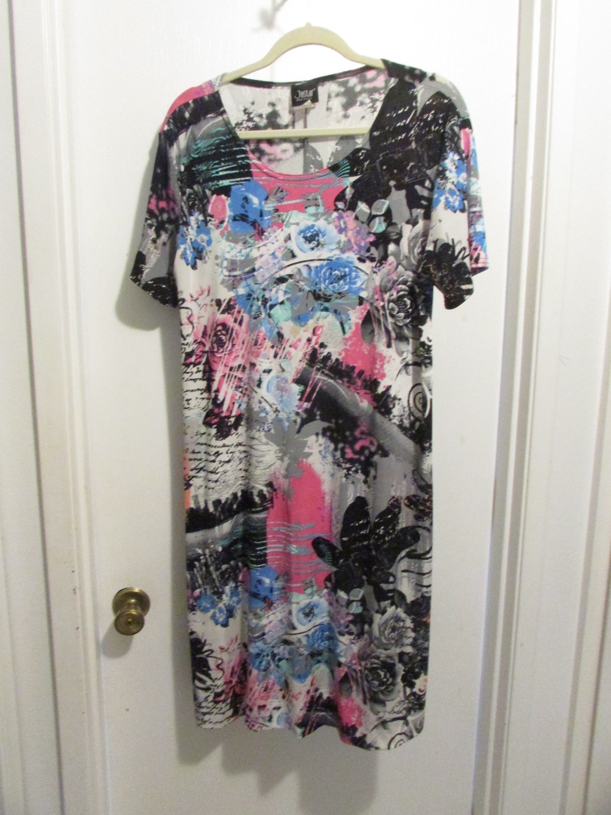 Jostar Dress Med Travel Knit No Ironing A-Line Blue Pink White Black #4010