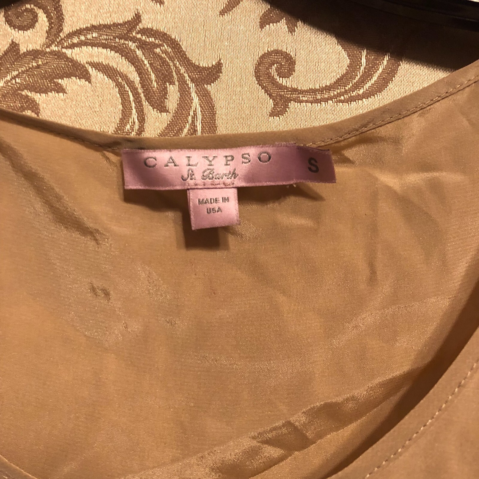 Calypso St. Barth Beige Brown Silk Dress Size Small S