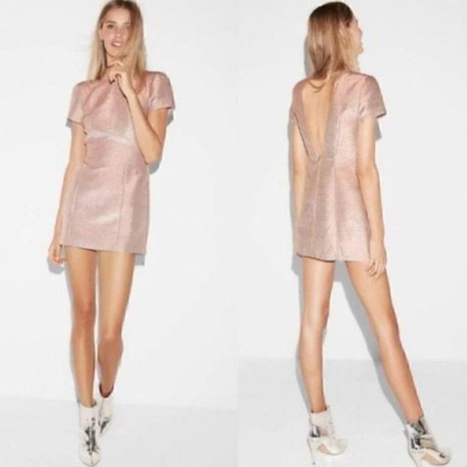 Express Rose Gold Metallic Shimmer Open Back