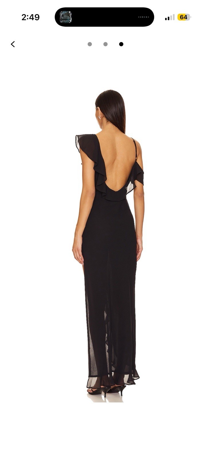 Runaway The Label Vacanza Maxi Dress L Black Off-Shoulder Backless Ruffle