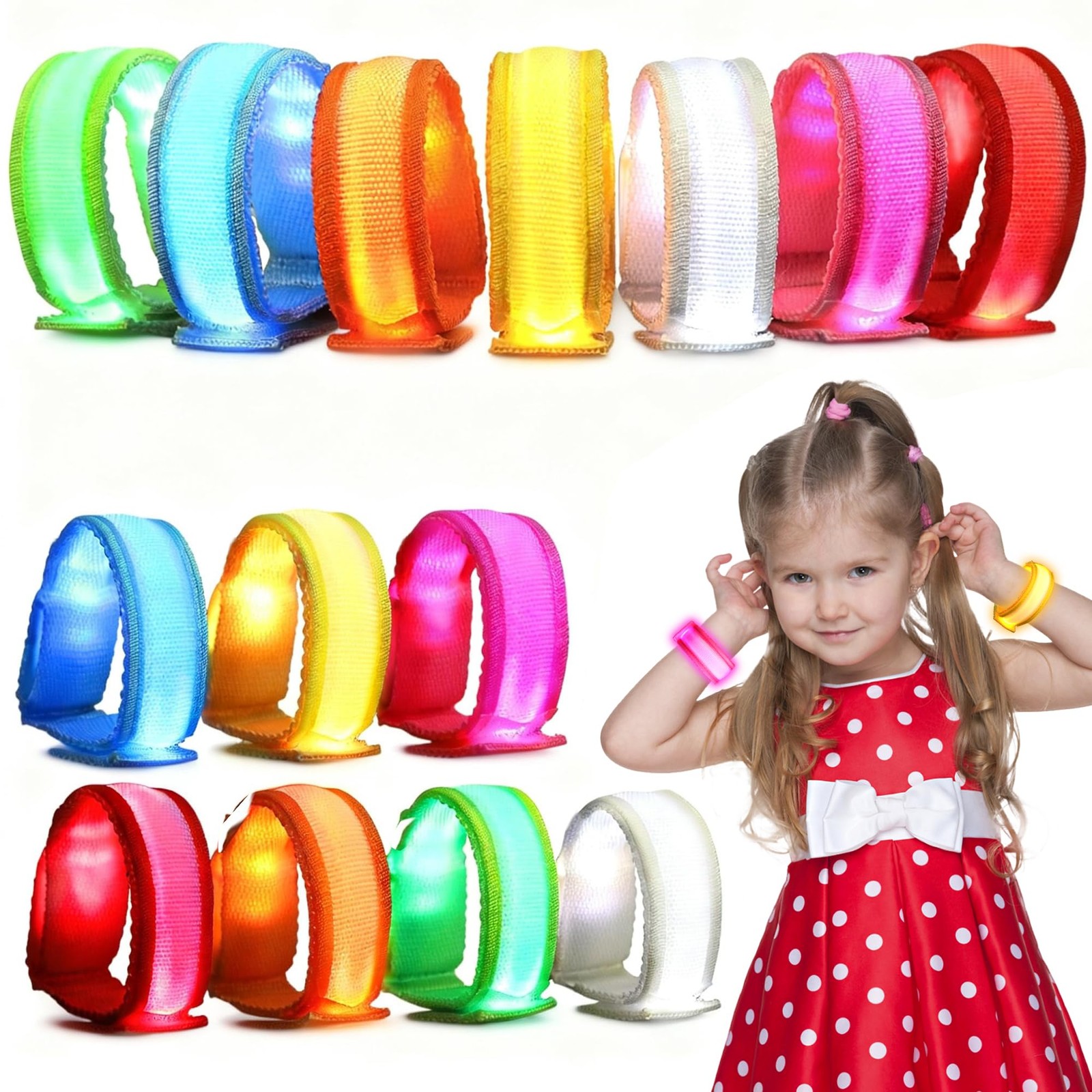 YADIYA 7 PCS LED Glow Bracelets, LED Light Up Bracelets for Kids Adults, Glow in