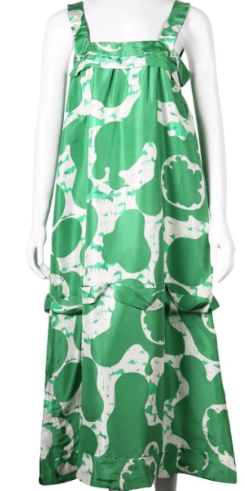 See by CHLOE Silk dress green pattern Long floaty small vintage