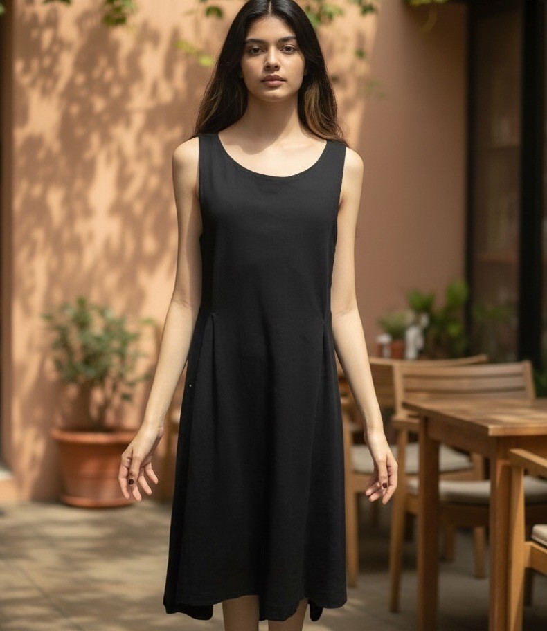 Alpha Studio Black Sleeveless Day Maxi Dress Size 40/XS Goth Whimsical Fairy