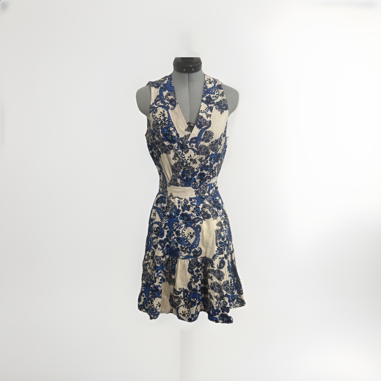 christian lacroix Small Dress Blue Floral Wrap Around 2 Pockets