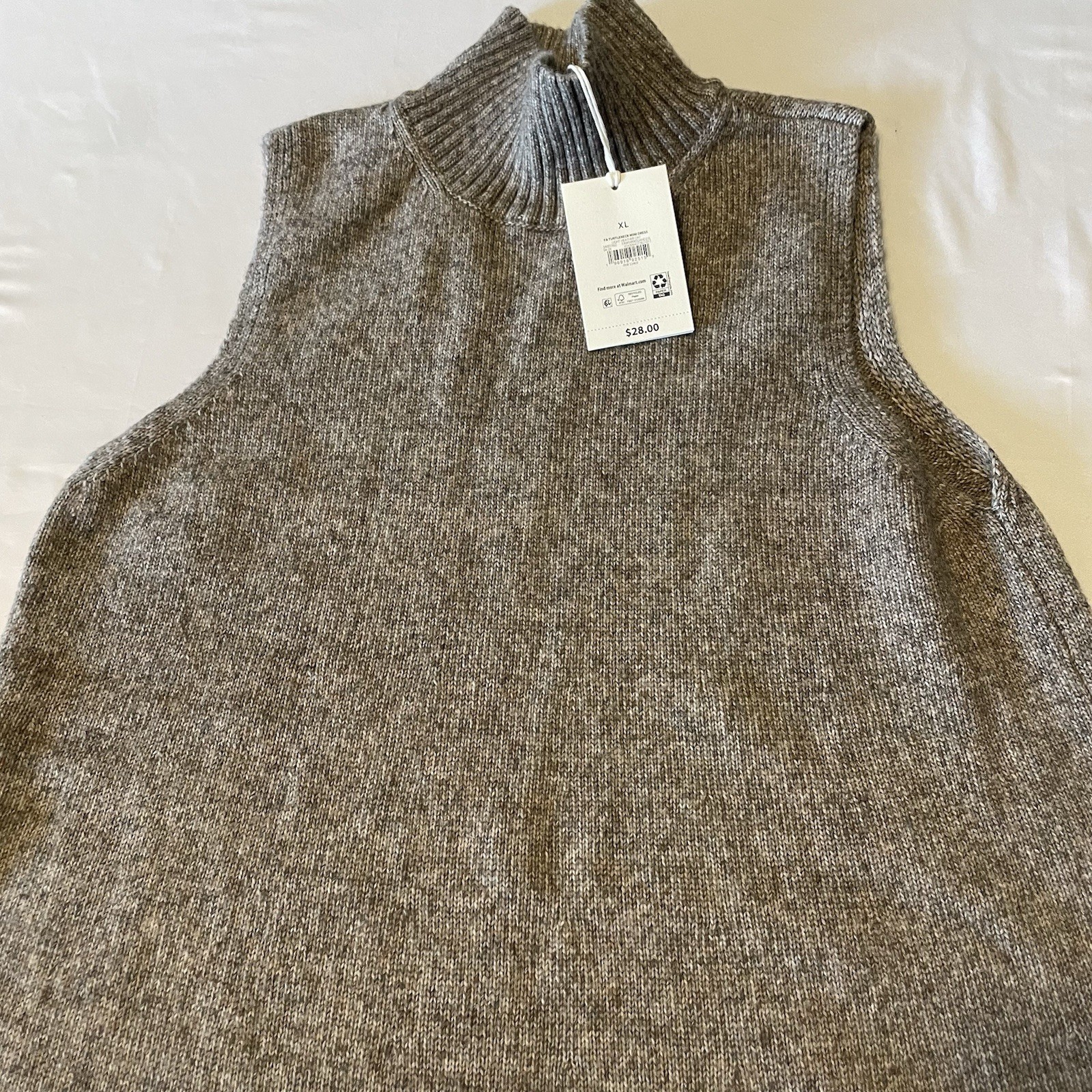 XL Free Assembly Womens Turtleneck Sweater Mini Dress Light Heather Oat New