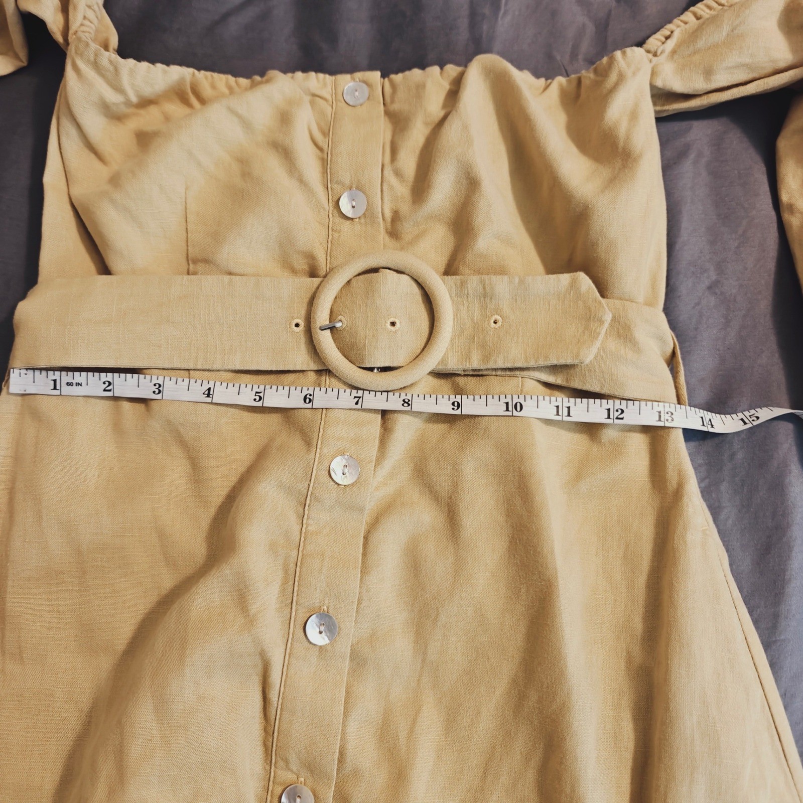 Capulet Monroe Light Yellow Off-the-Shoulder Button-Up Midi Dress