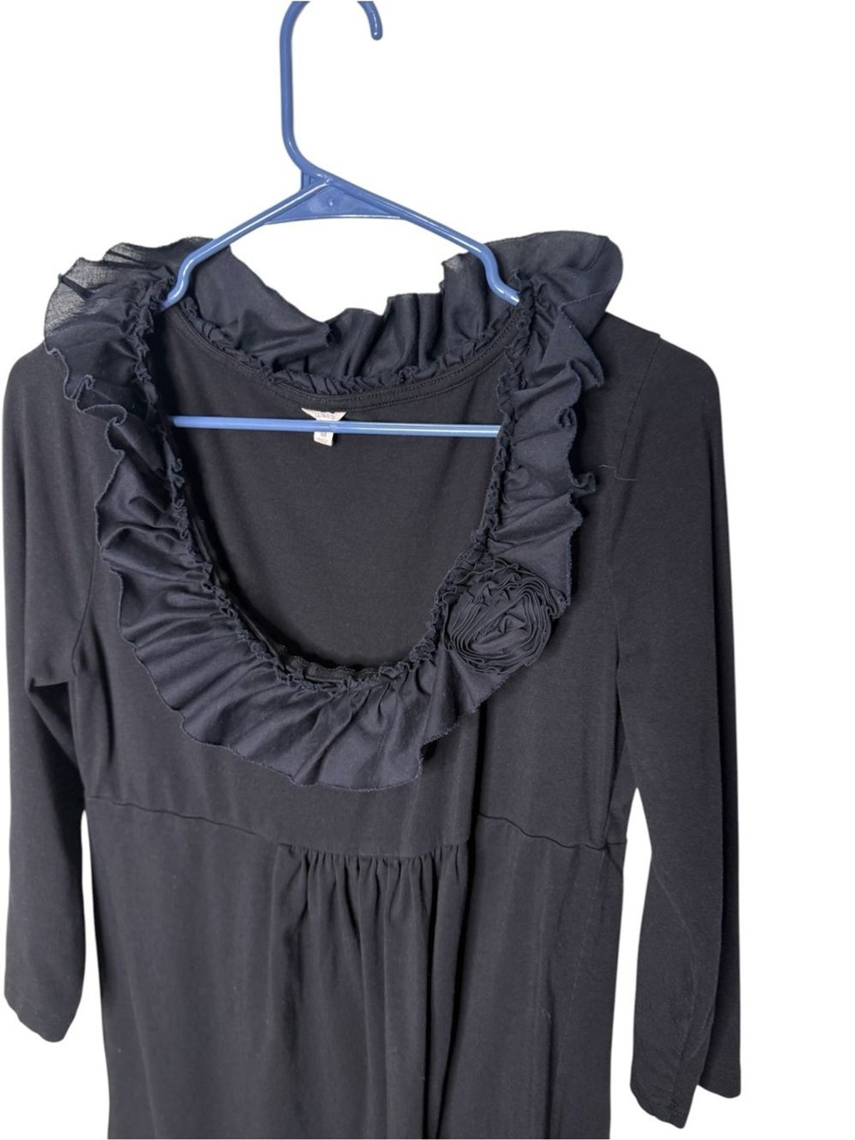 J. Crew Black Ruffle Rosette Empire Waist Dress M