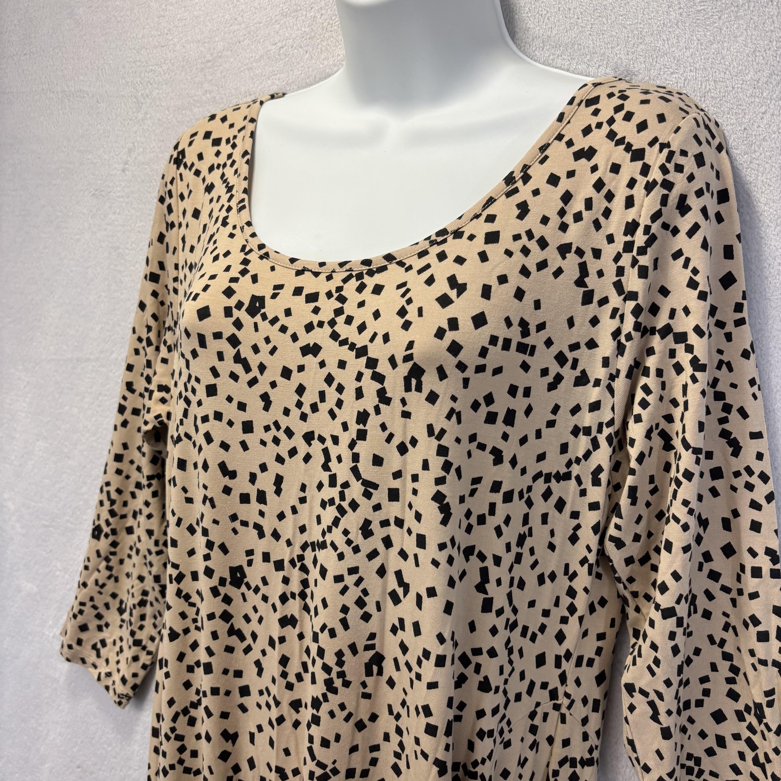 Truth + Style Modal Blend Trapeze Swing Midi Dress Womens Medium Beige Jersey