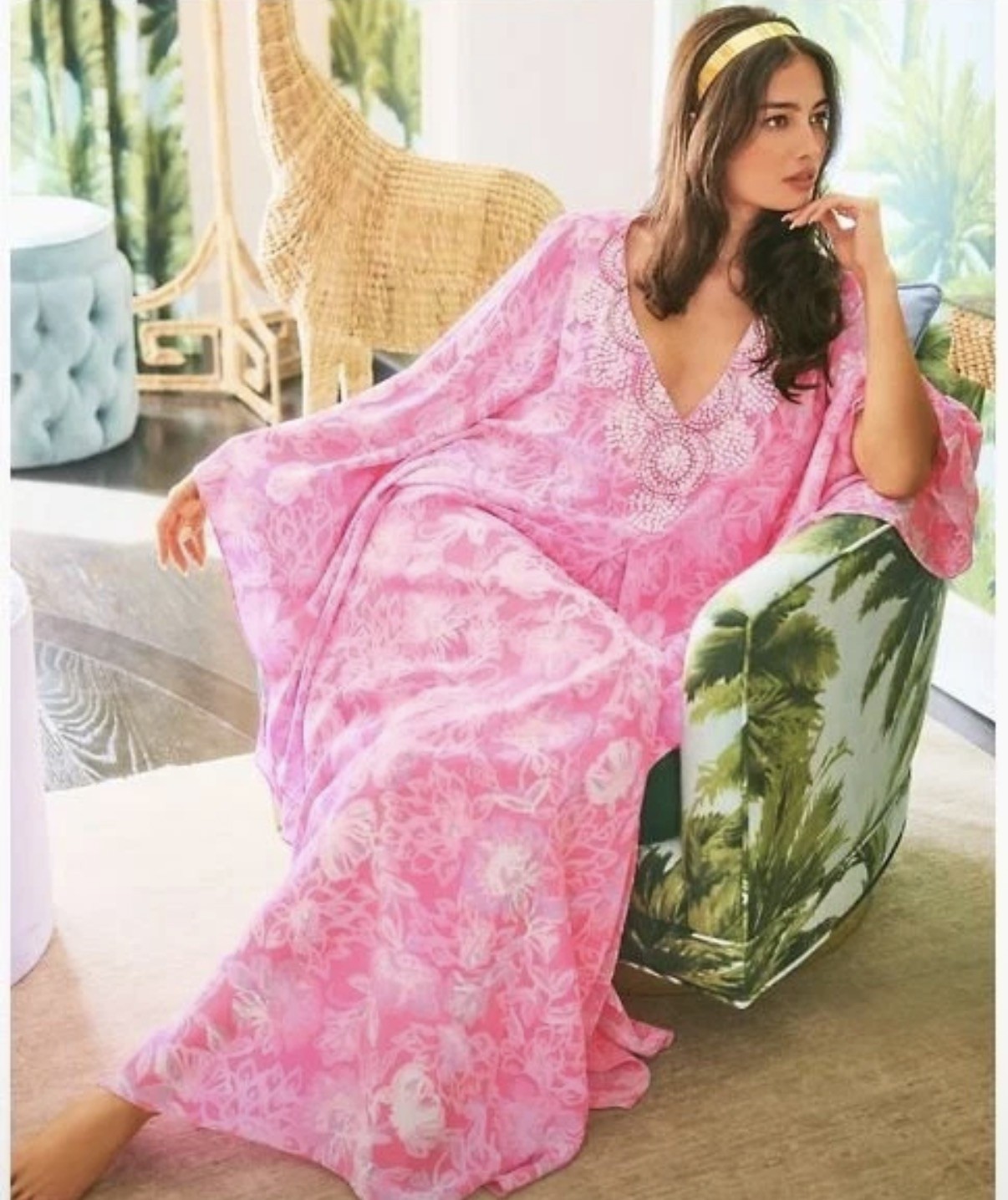 Lilly Pulitzer – Mindy Beaded Silk Maxi Caftan – Size 8 – NWOT – $748