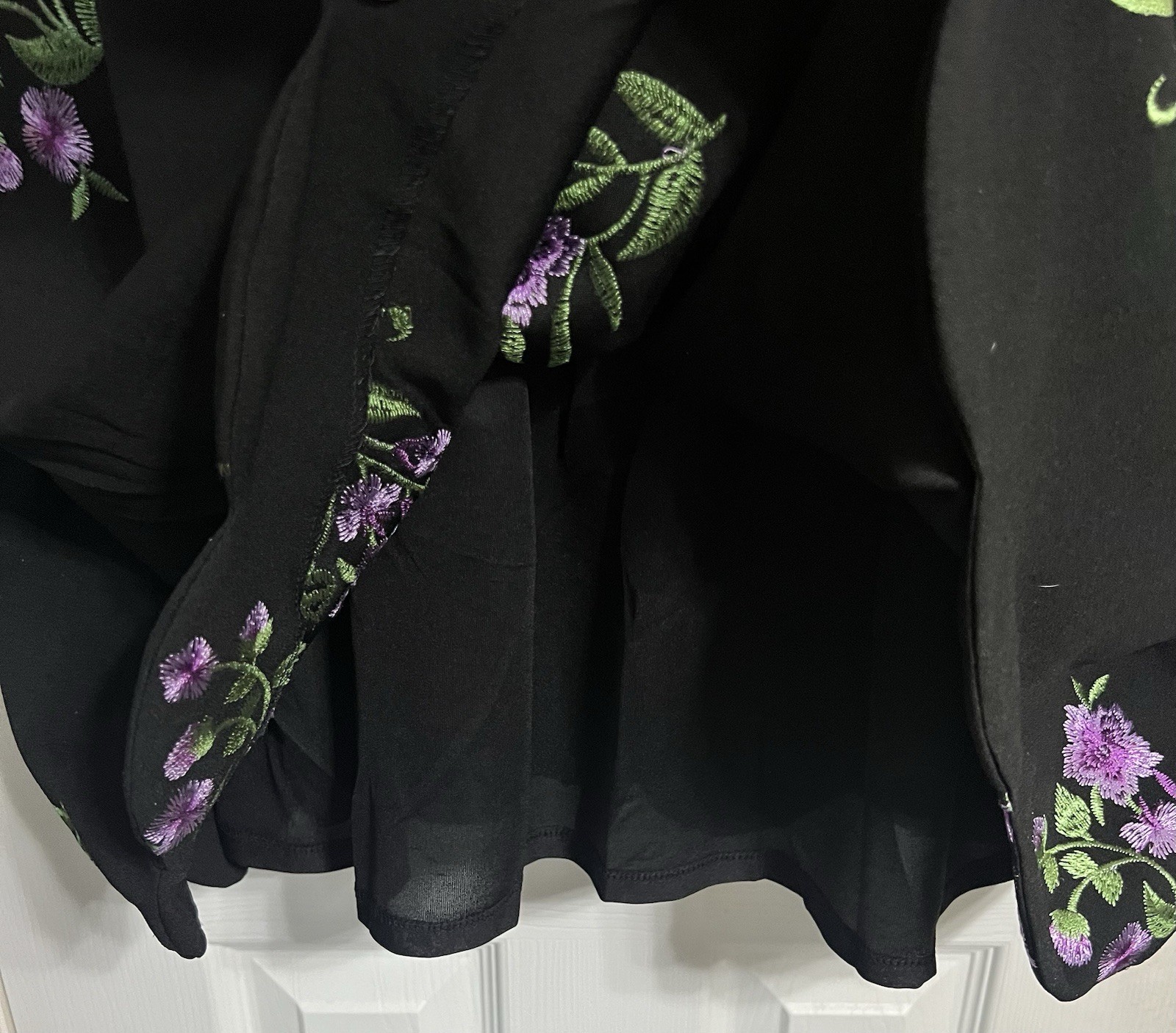 JONES STUDIO SIZE 18W BLACK EMBRIODERED PURPLE FLOWERS SCALLOPED MIDI DRESS NEW