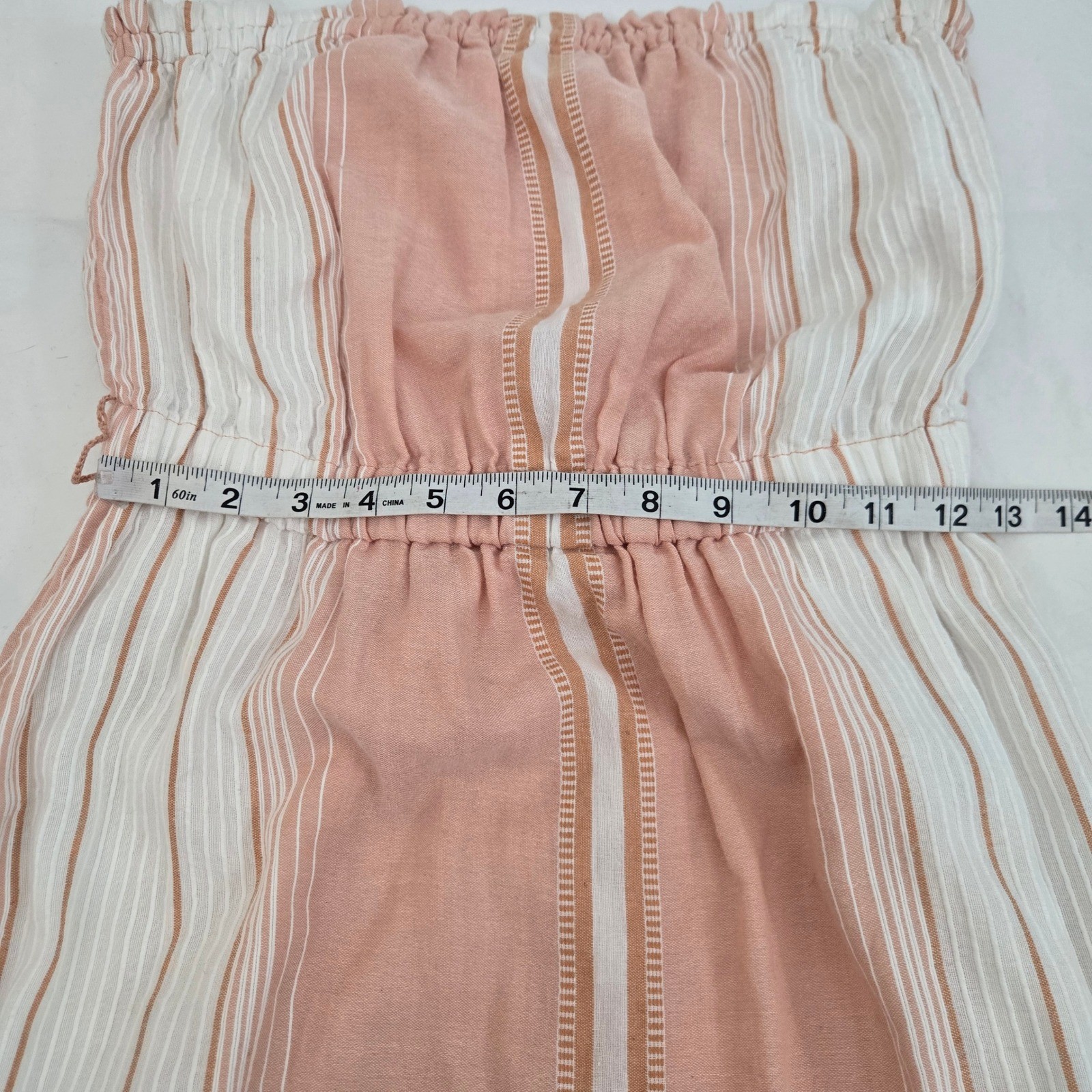 Splendid Collection XS Strapless Jumpsuit Stripe Wide Leg Frayed Hem No Belt