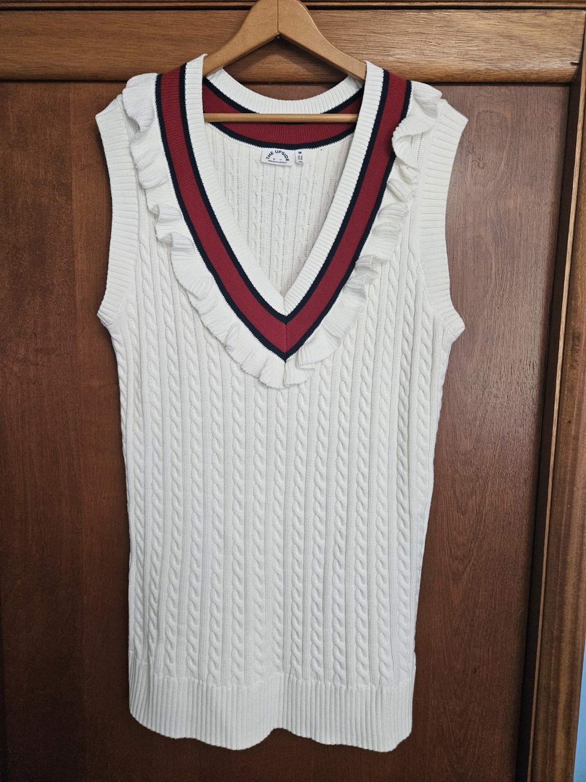 THE UPSIDE Columbia Blaise Knit Mini Dress Anthropologie Size M Red White Navy