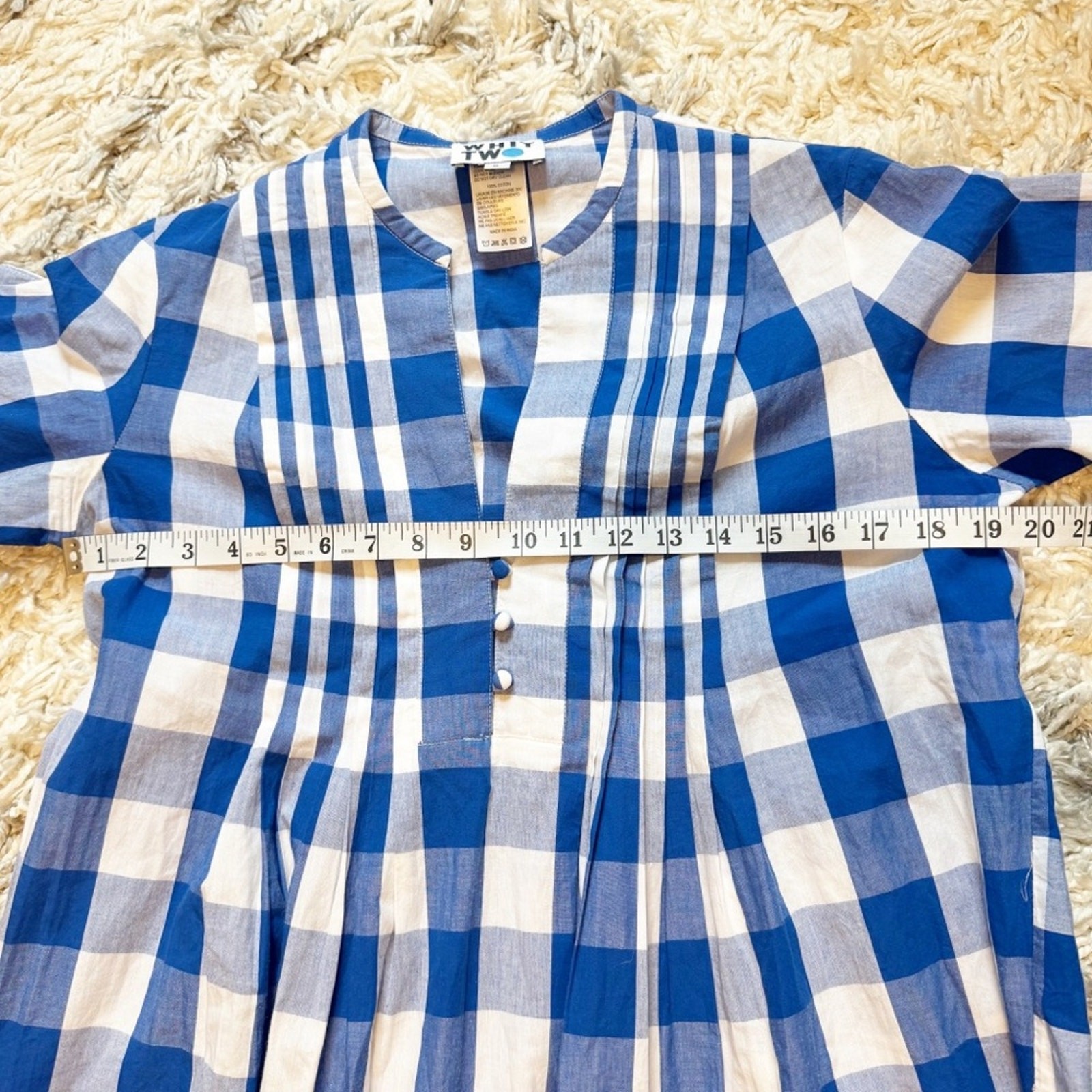 NWTs WHIT TWO ~ Anthropologie | Gingham Tiered Blue/White Midi Dress Size Small