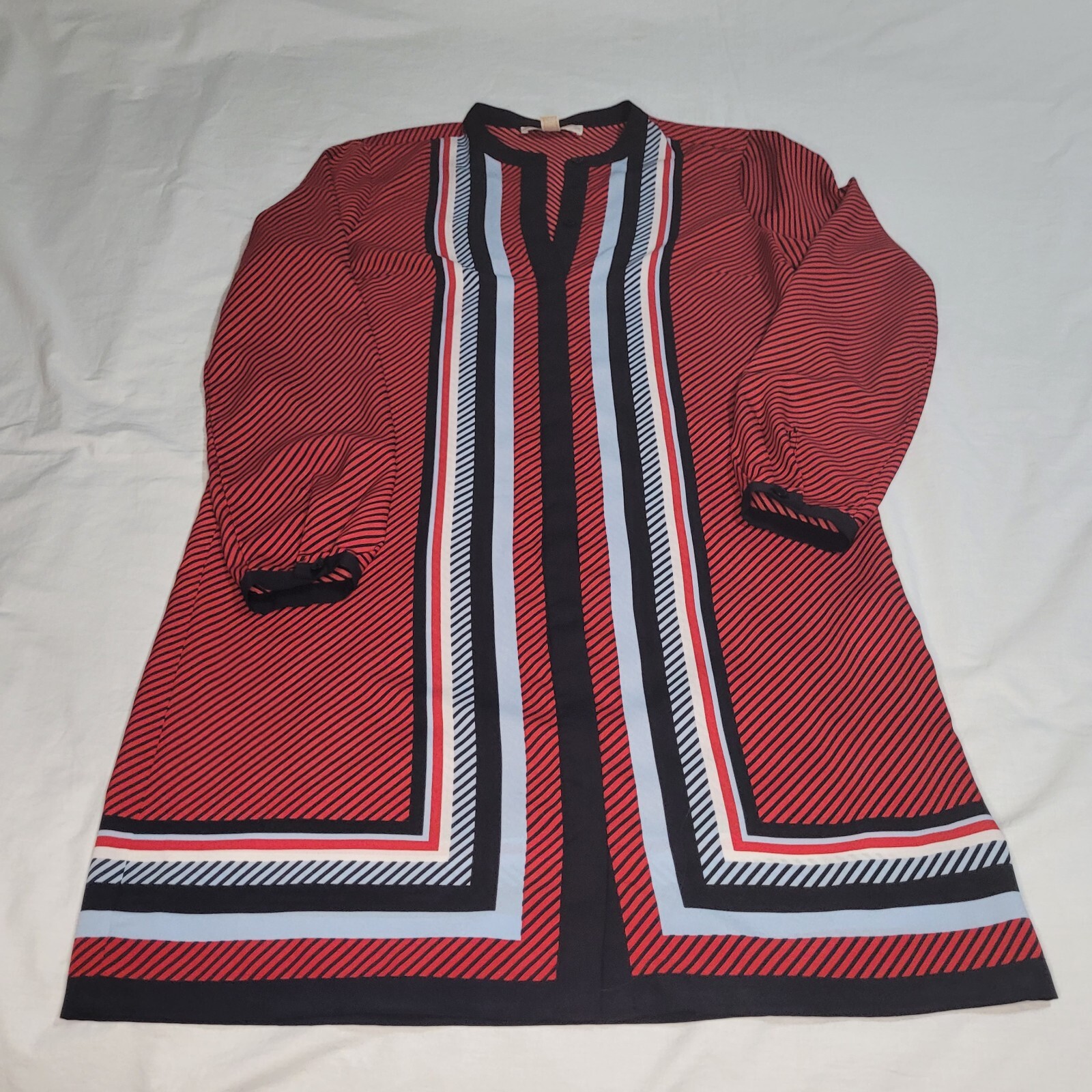 Michael Kors Size Medium Red Black Long Sleeve Dress Shift Career Belt Missing