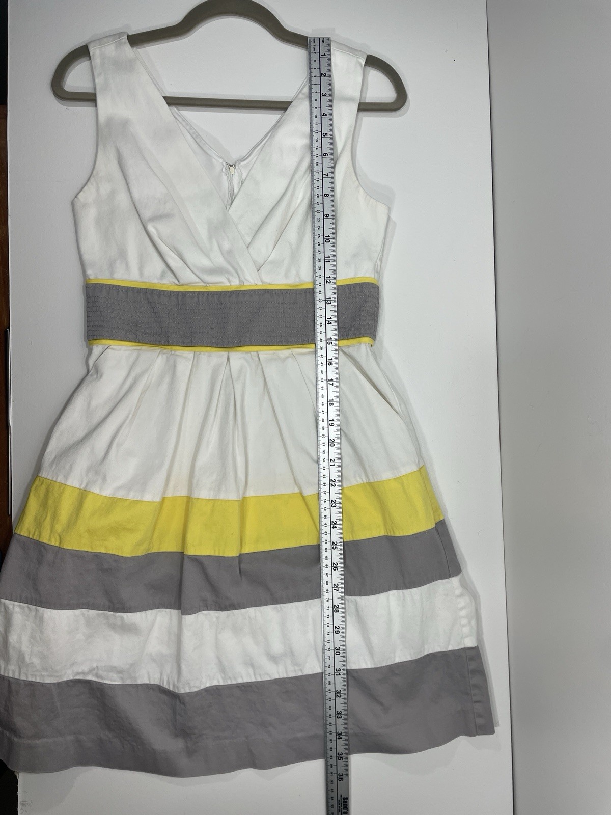 Corey P Multi Color Yellow Gray White Sundress Striped Cotton Dress Size 6
