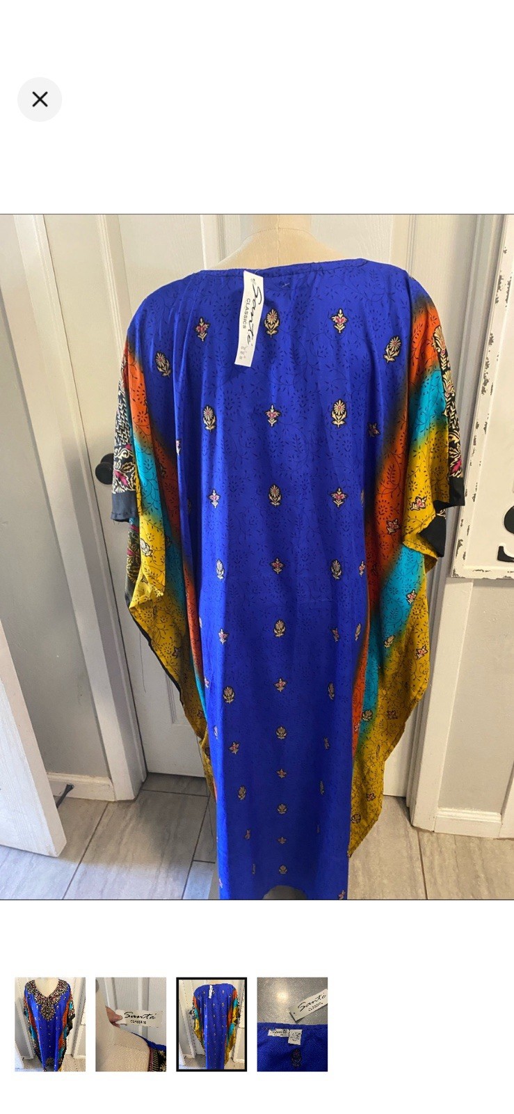Sante Classics Kaftan One Size, Blue Paisley with Gold Detail
