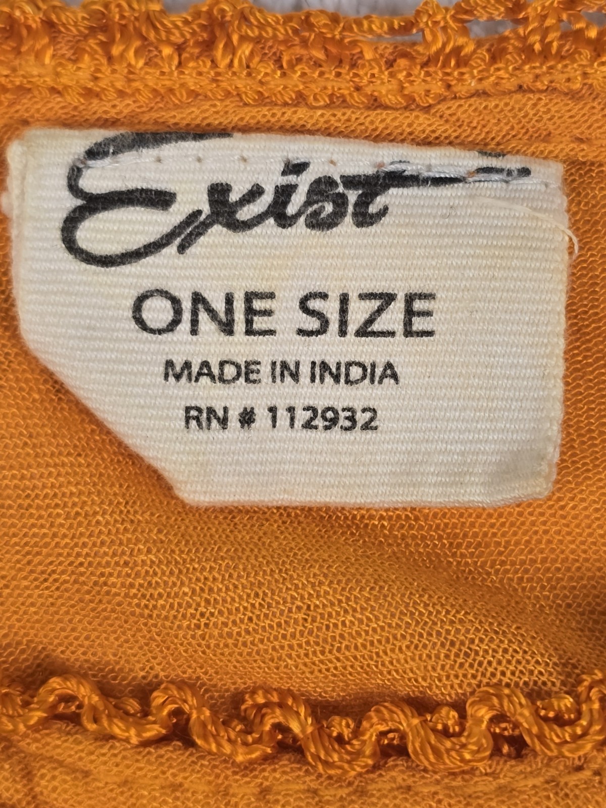 Exist Orange Green White Tie Dye Embroidered Scoop Neck A-Line Dress One Size