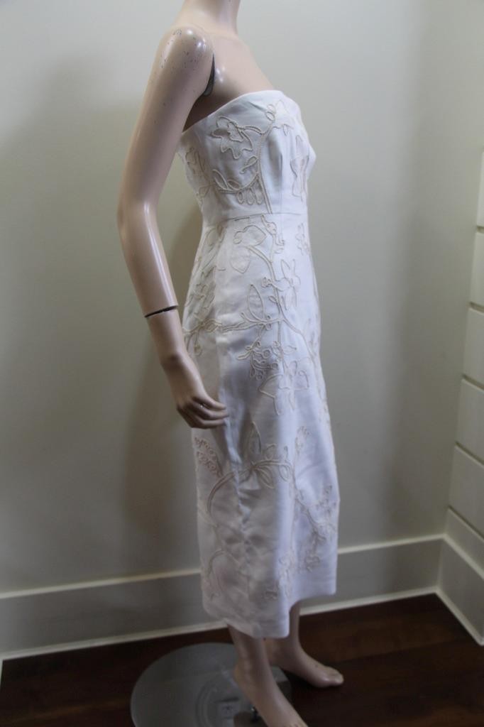 2025 NEW AUTHENTIC Veronica Beard Off White Netia Strapless Embroidered Dress