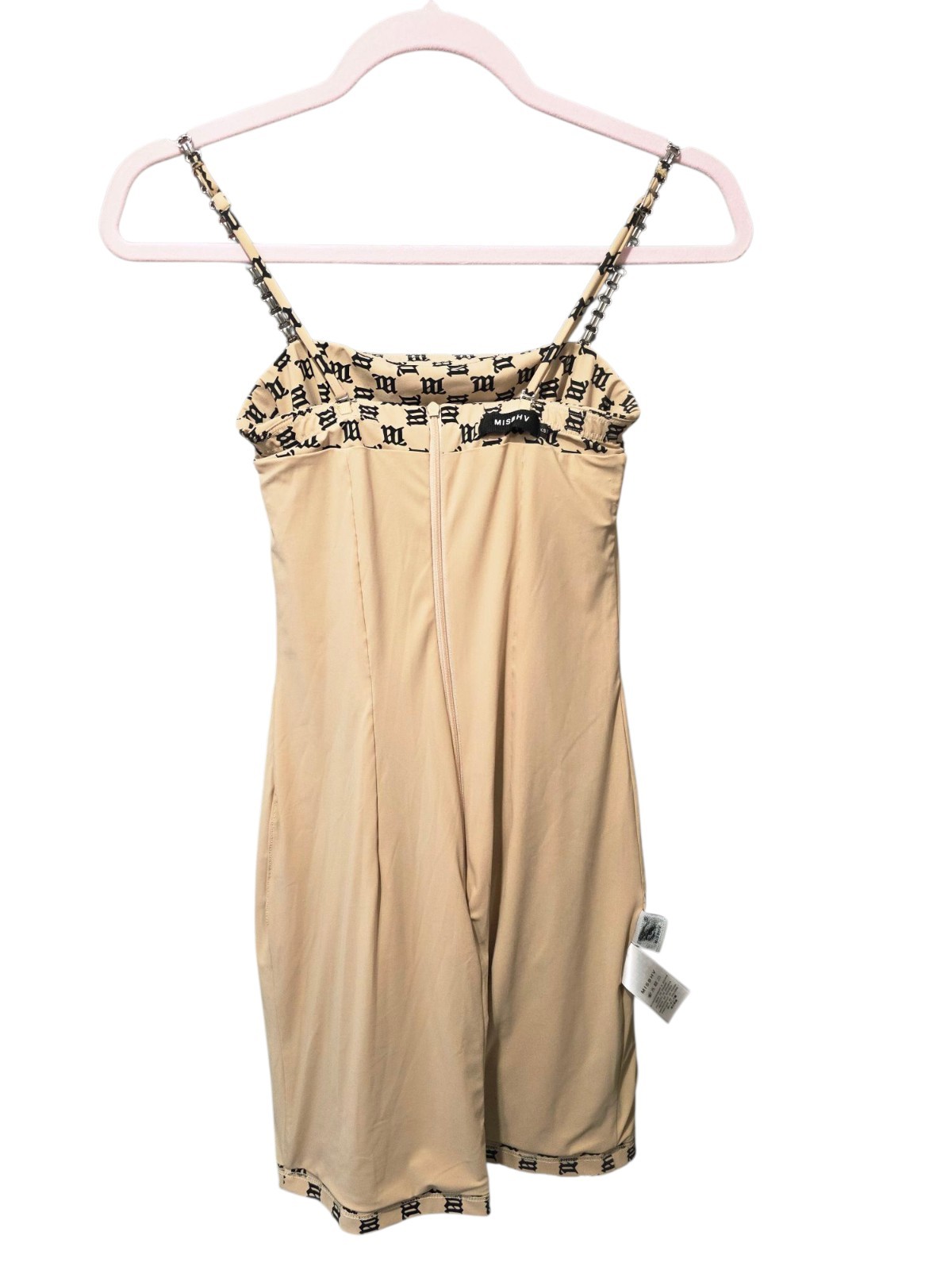 MISBHV Beige & Black Logo Monogram Mini Dress XS