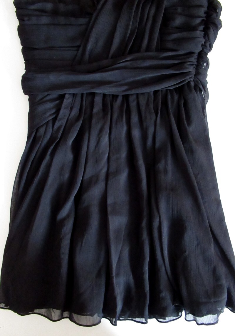 BNWT KATE MOSS TOPSHOP Black Chiffon One Shoulder Grecian Mini Dress UK Size 12