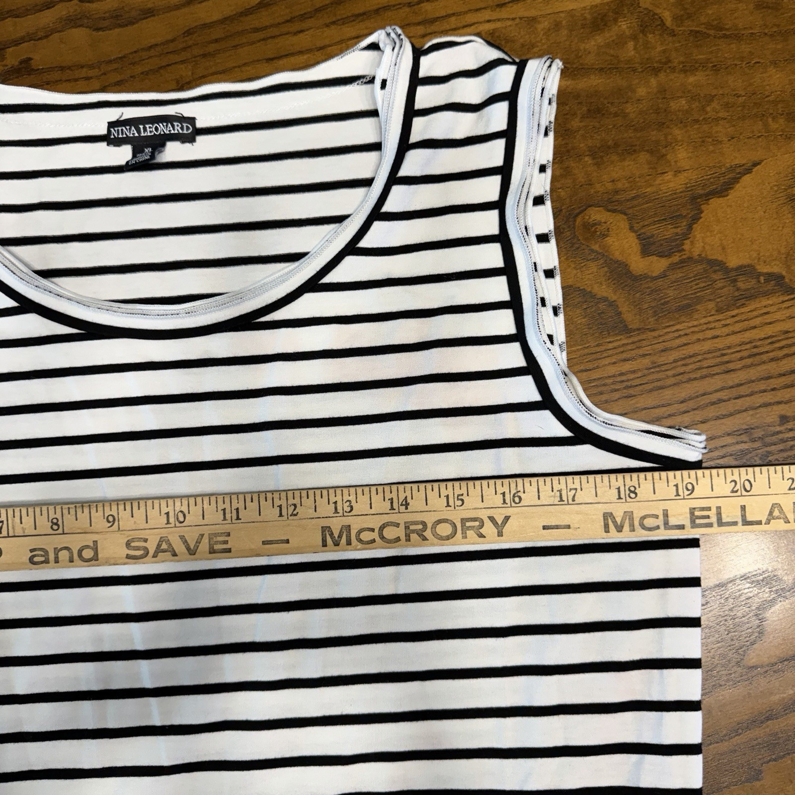 Nina Leonard Black & White Striped Three Tiered Sleeveless Sundress XL