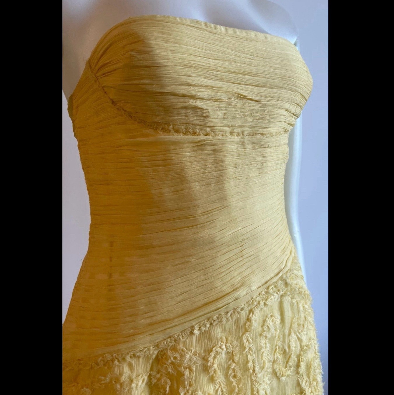 NWT BCBG Max Azria Yellow Textured Chiffon Corset Dress Size 6 / S