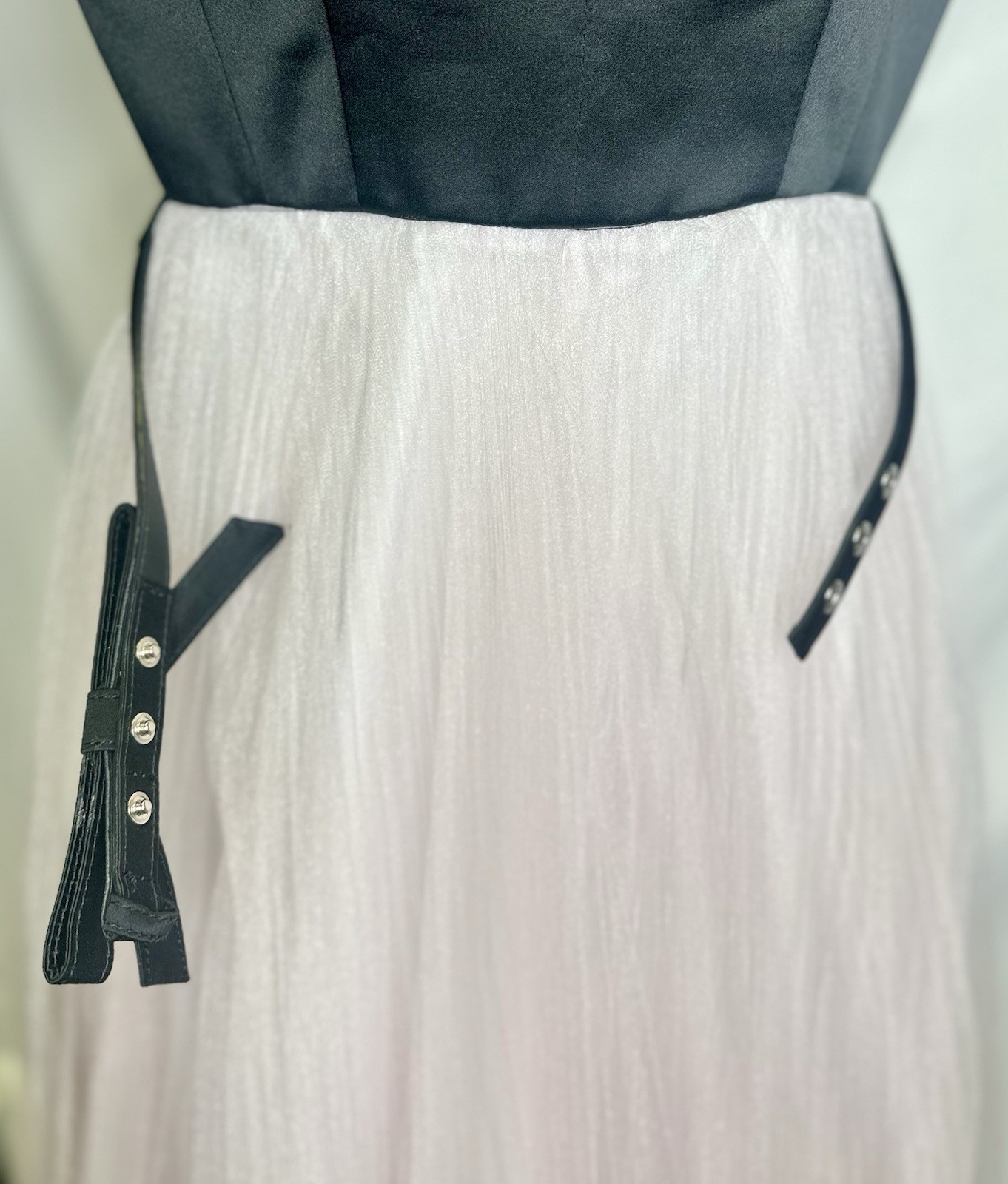 MILLY Black Sateen Pink Organza Pleated Tutu Tulle Sleeveless Gown Midi Dress; 6