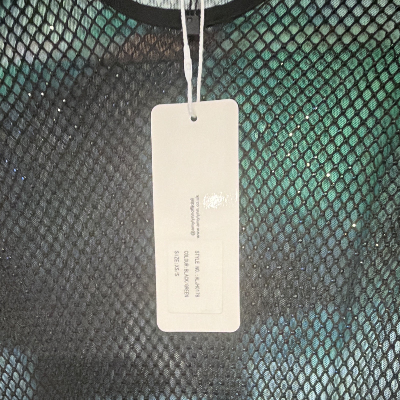 AMYLYNN XS/S Black Green Abstract Sheer Mesh Sleeveless Maxi Dress, Round Neck