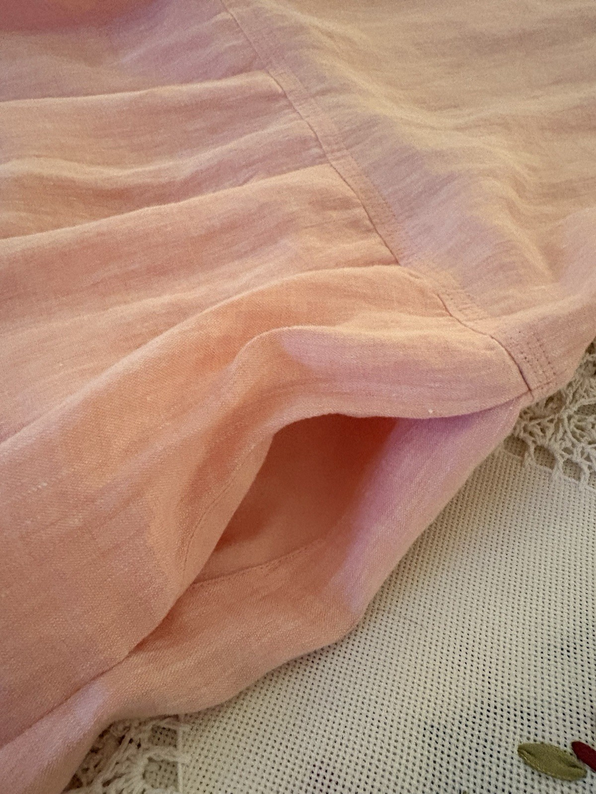 Lafayette 148 Peach/Pink Midi Linen Dress M