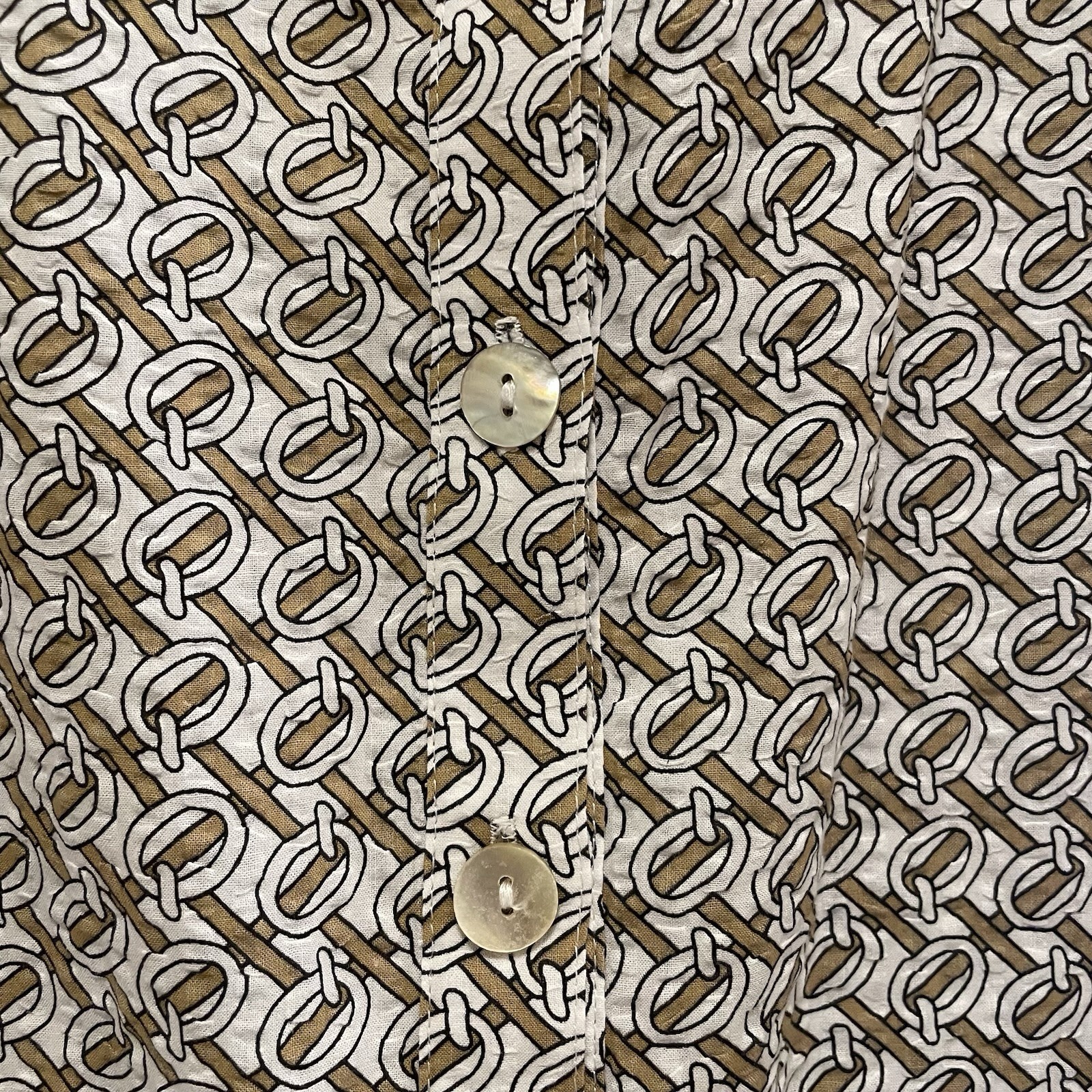 BOHO CHIC Cream/Tan Weaved Print Shirt Hem Collared Sleeveless Shirt Dress Sz XS