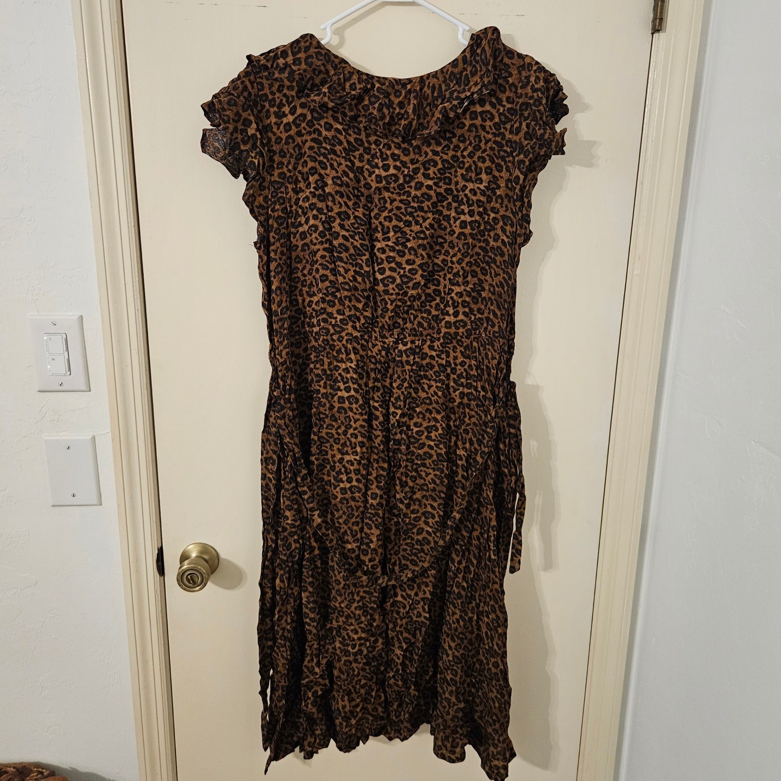 Time and Tru Womens Leopard Print Ruffle Midi Dress XL 16 18