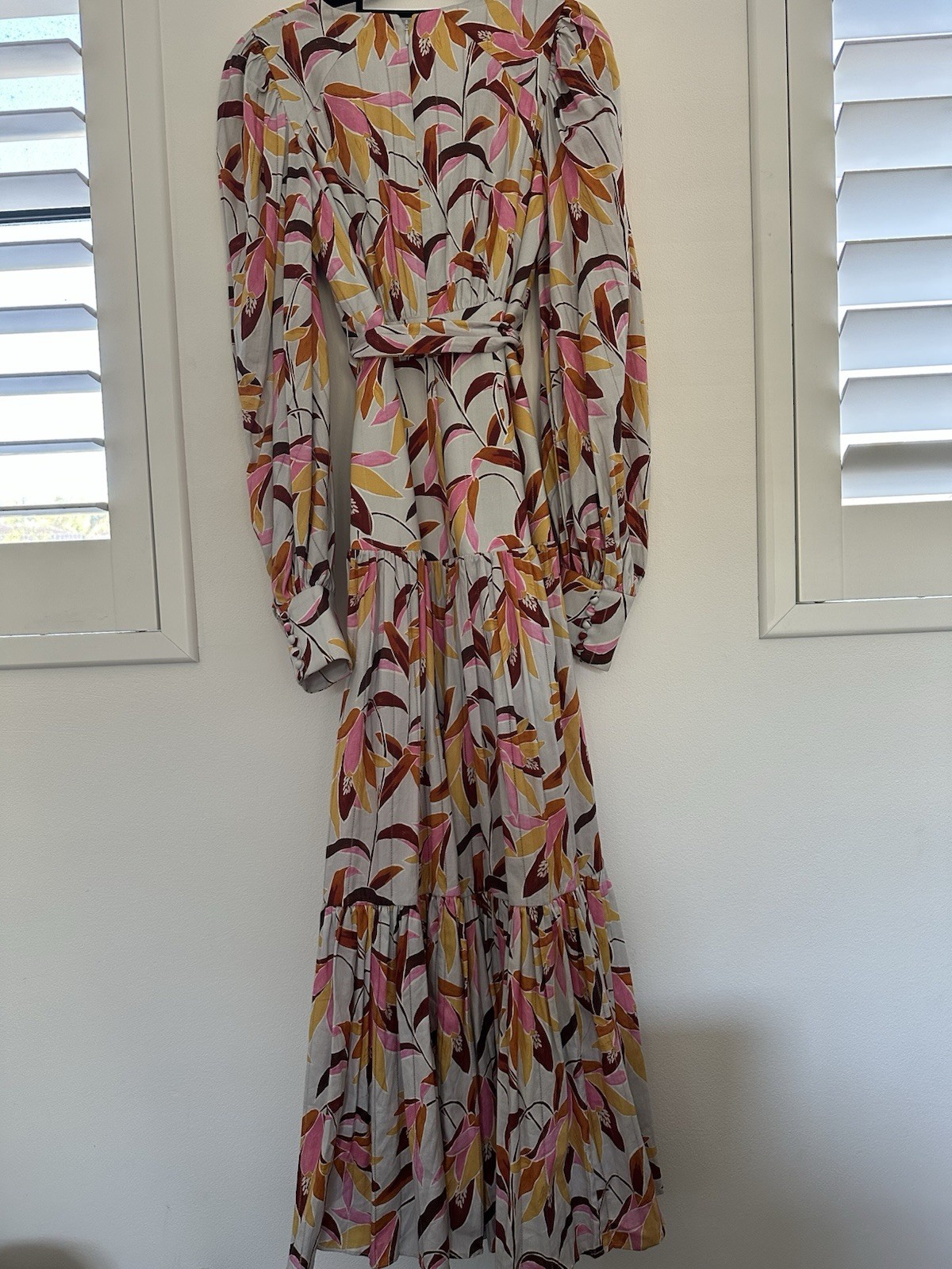 Acler Atlantic Maxi Dress Size 6 AU / 2 US Long Sleeve Belt Multicolour Floral