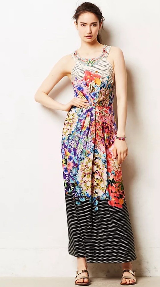 NWT Anthropologie RANNA GILL Arnala Maxi Dress Size 2 Halter Floral Jeweled Bead