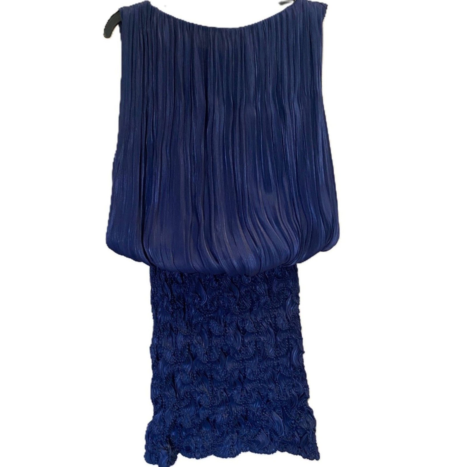 NWT Costarellos Tamiris Metallic Lurex Crepon Bouclé Mini Dress Navy 4