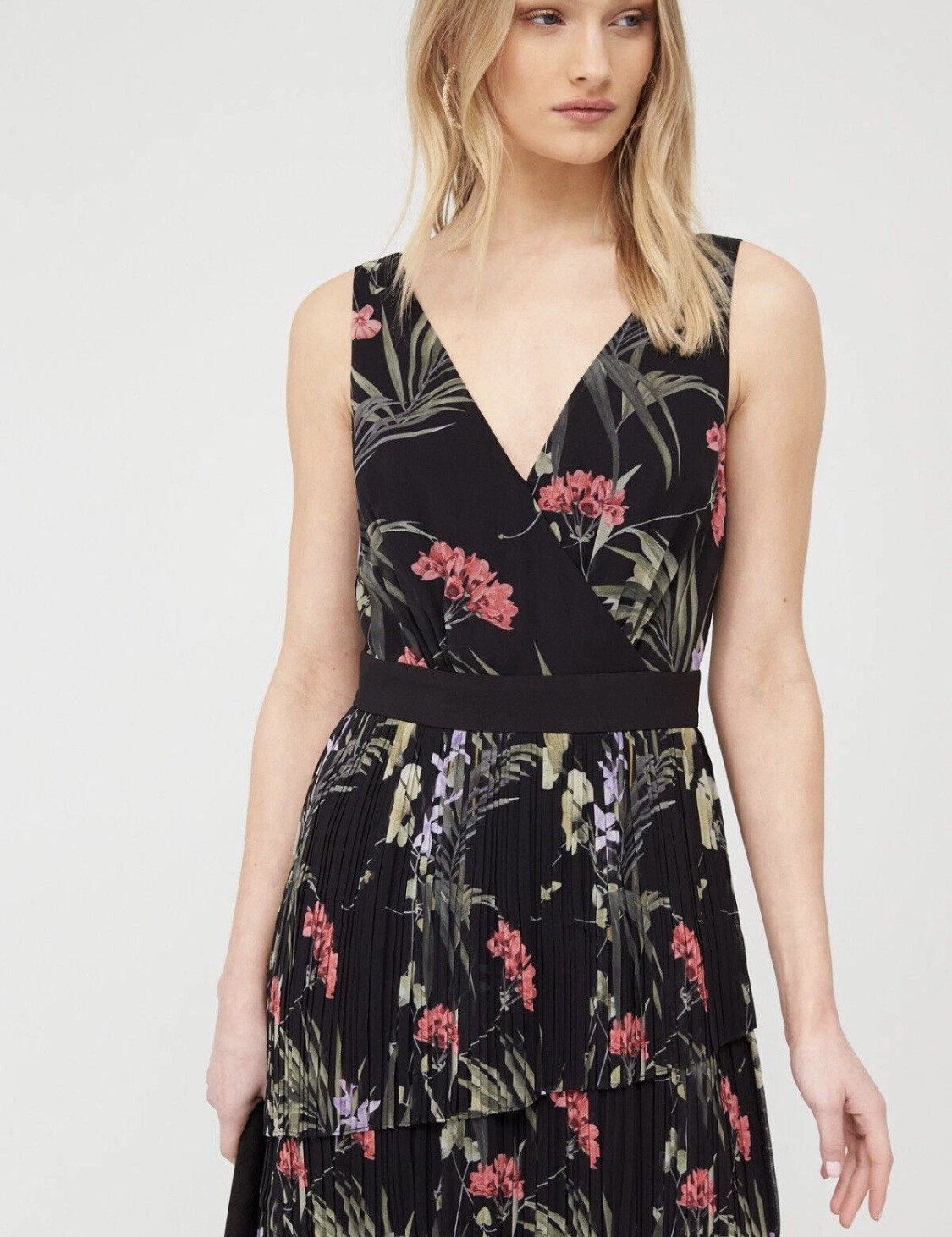 TED Baker ‘Malinae’ Floral Midi Dress size 3 12 rrp £199 wedding races cruise