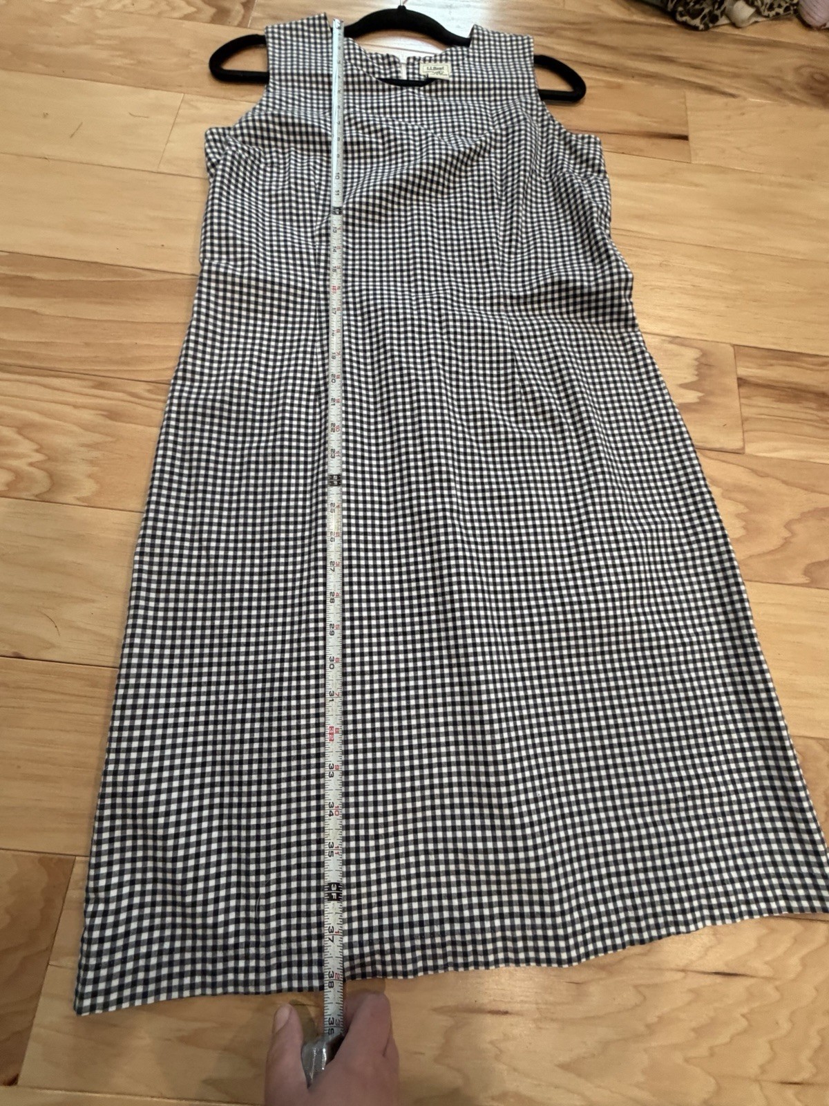 L.L.Bean Women’s Gingham Shift Dress Black/White Sleeveless Zip Size 8 Reg