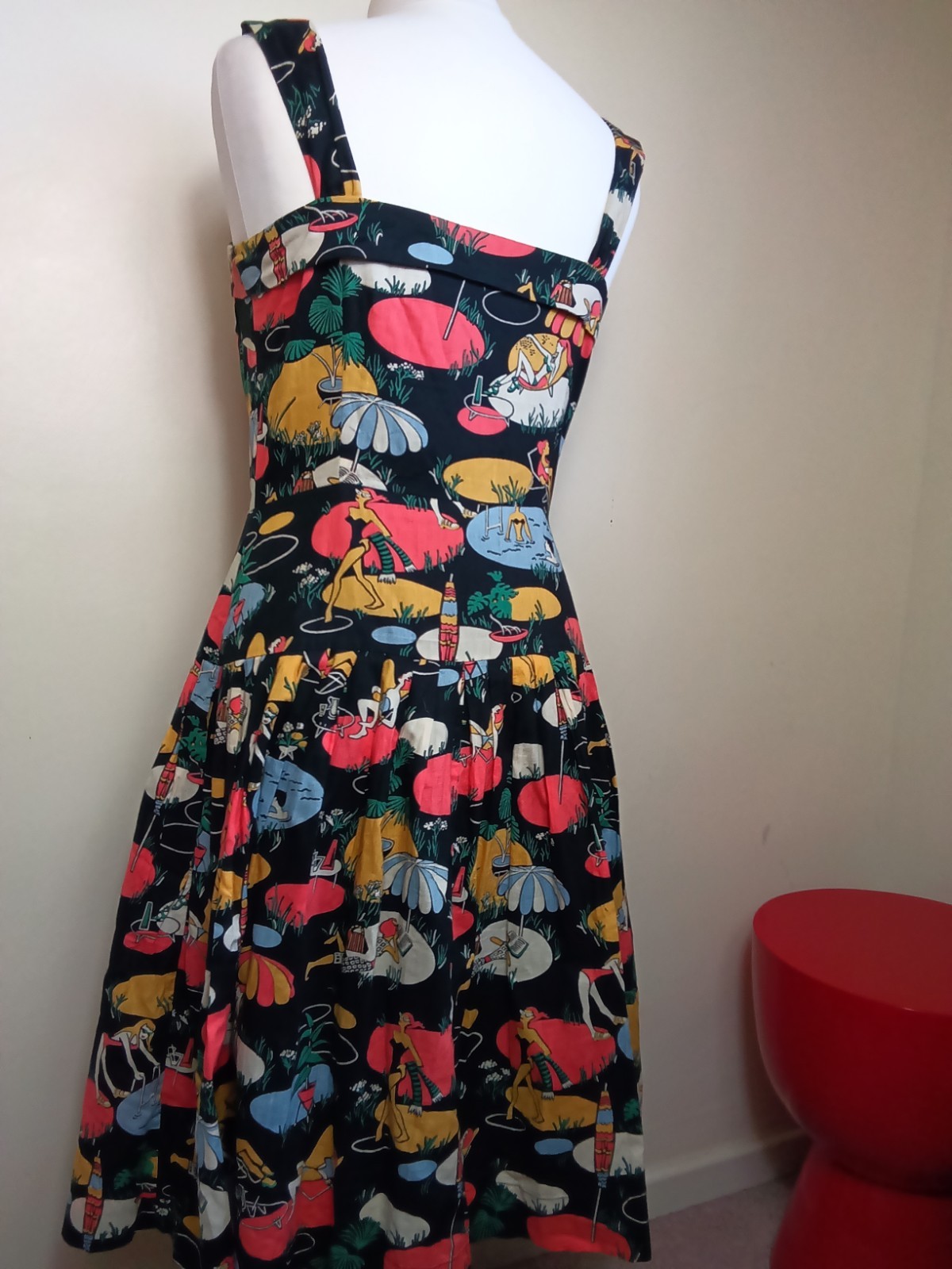 Emily and Fin Sundress Medium 12 Beach Lady Pool Print Summer Dress Pockets