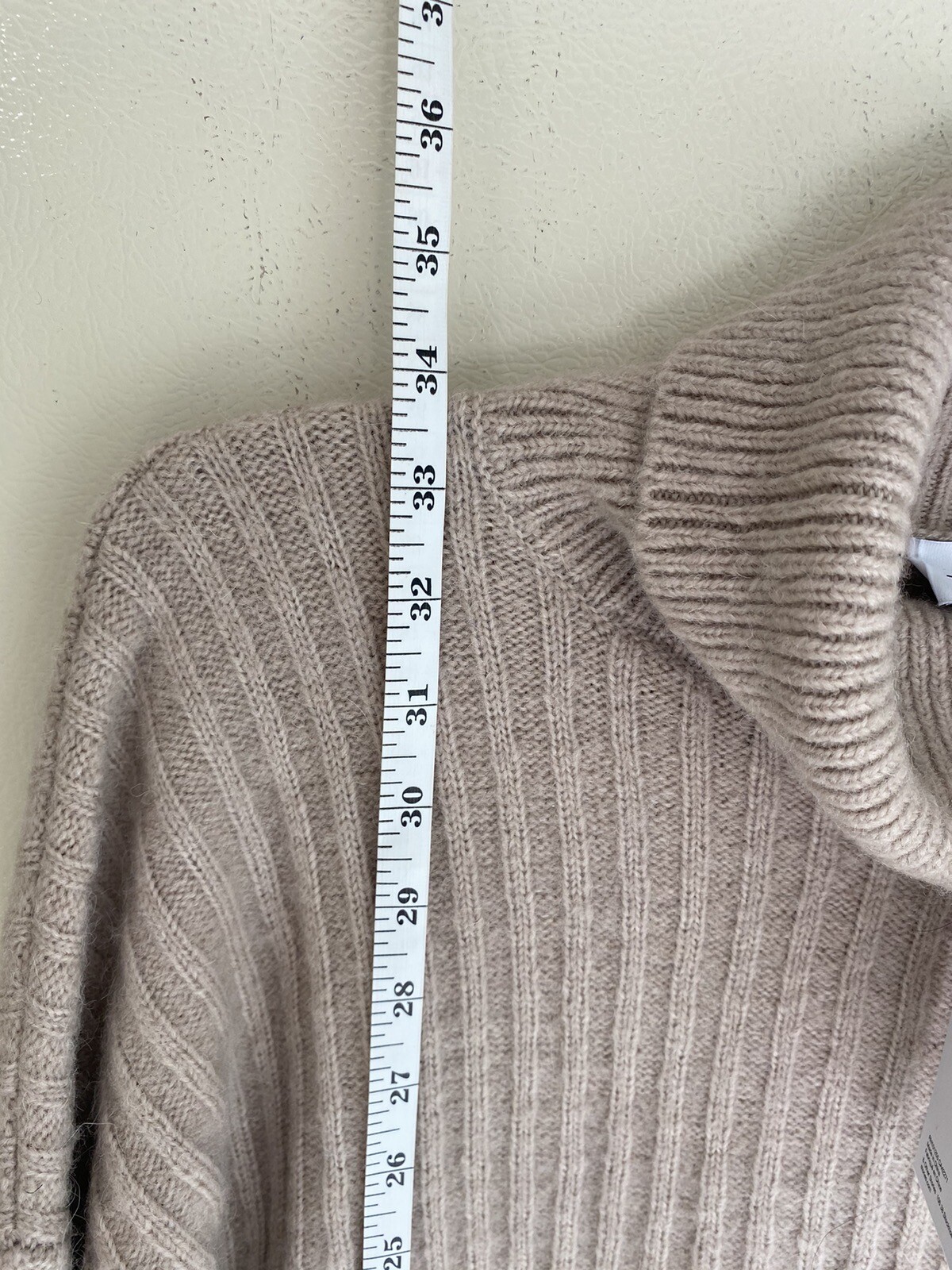 & Other Stories Turtleneck Wool Blend Ribbed Sweater Mini Dress Size S NEW Beige