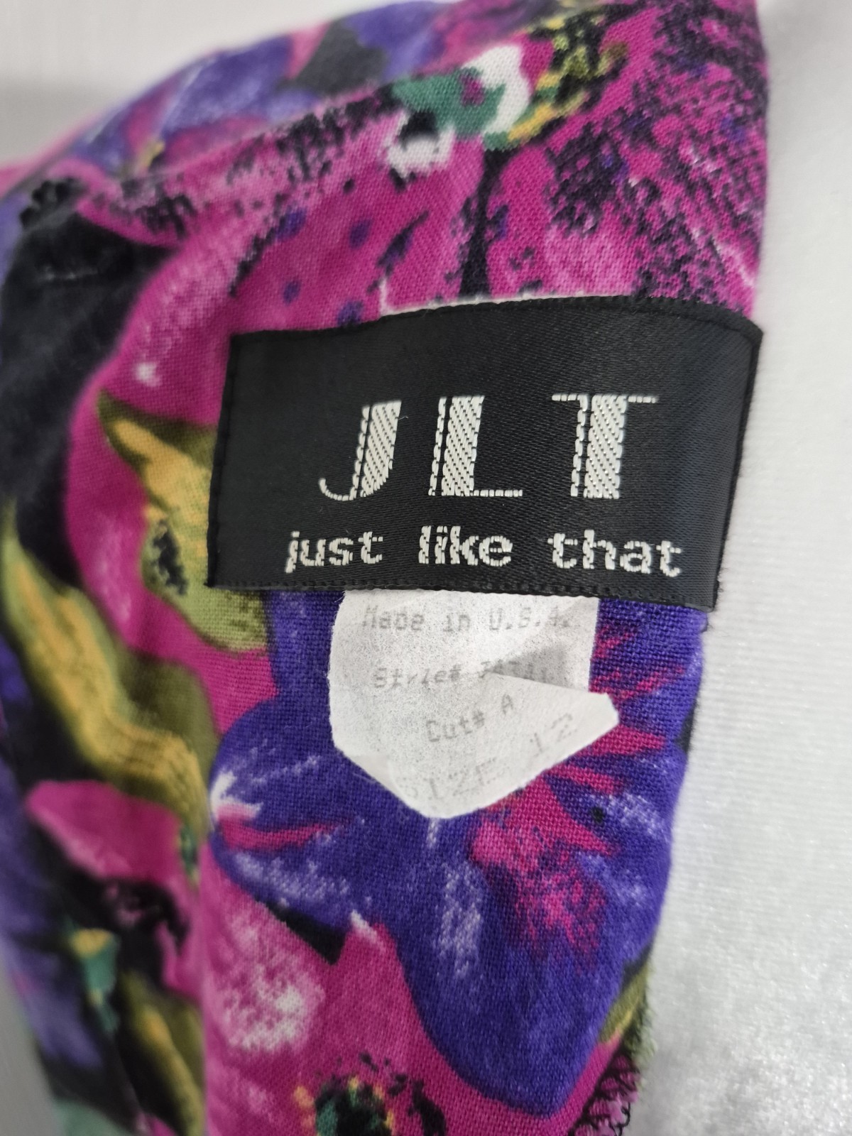 JLT Just Like That Womens Floral Long Sleeve Crew Neck Button 80s Vintage – L